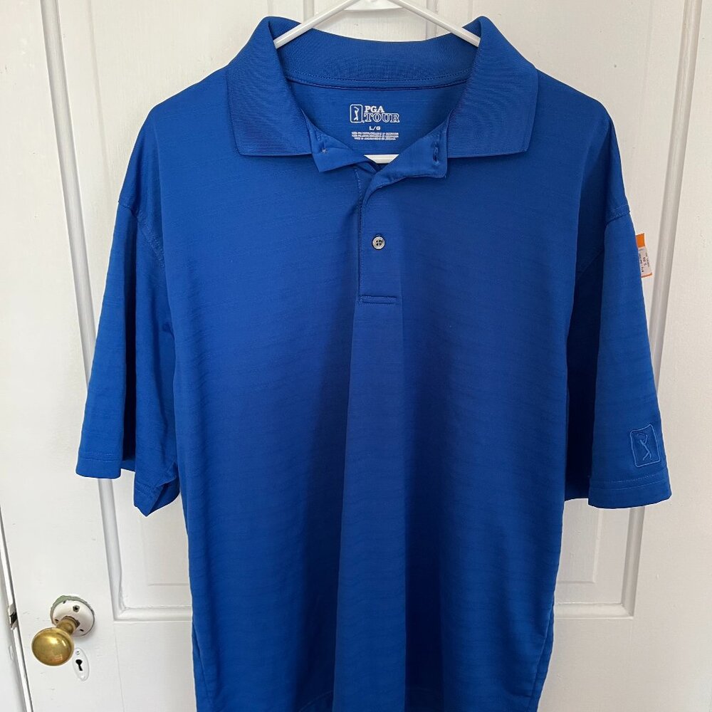 Men's PGA Tour Golf Shirt Large Royal Blue